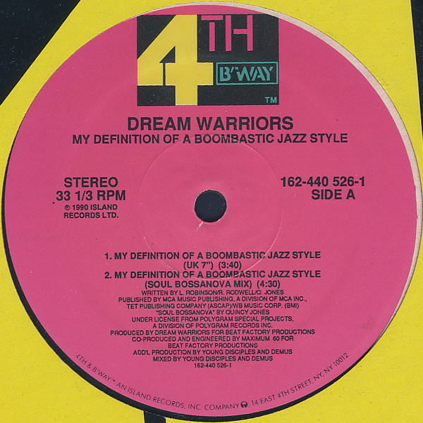 Dream Warriors - My Definition Of A Boombastic Jazz Style - Very Good Plus (VG+) - Vinyl