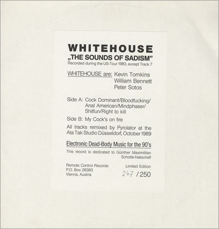 Whitehouse - The Sounds Of Sadism - Near Mint (NM or M-) - Vinyl