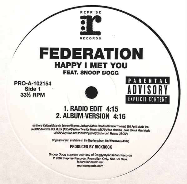 Federation Feat. Snoop Dogg - Happy I Met You - Mint (M) - Vinyl
