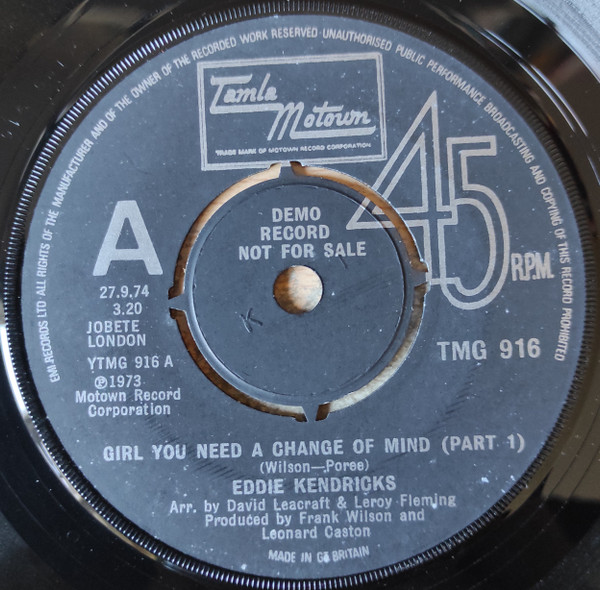 Eddie Kendricks - Girl You Need A Change Of Mind - Very Good Plus (VG+) - Vinyl