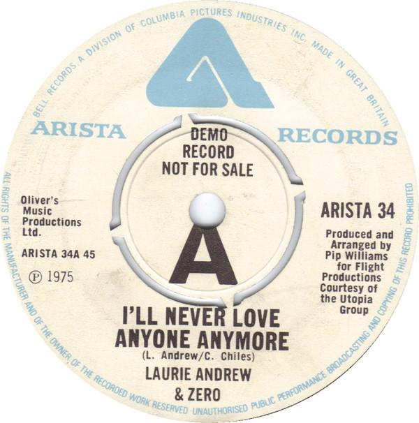 Laurie Andrew & Zero - I'll Never Love Anyone Anymore - Very Good Plus (VG+) - Vinyl