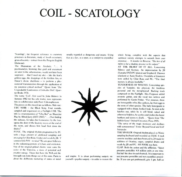 Coil – Scatology - M/M - Unofficial CD