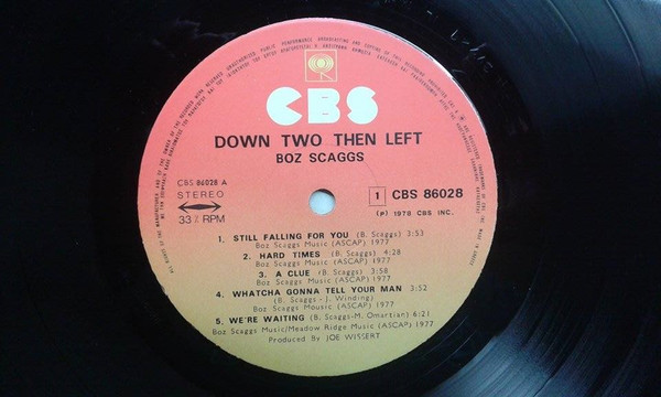 Boz Scaggs - Down Two Then Left - Very Good Plus (VG+) - Vinyl