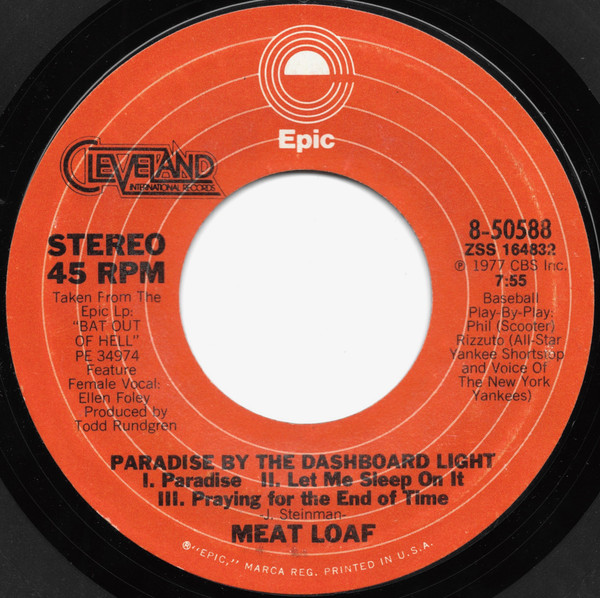Meat Loaf - Paradise By The Dashboard Light - Near Mint (NM or M-) - Vinyl