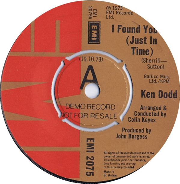 Ken Dodd - I Found You (Just In Time) - Very Good (VG) - Vinyl
